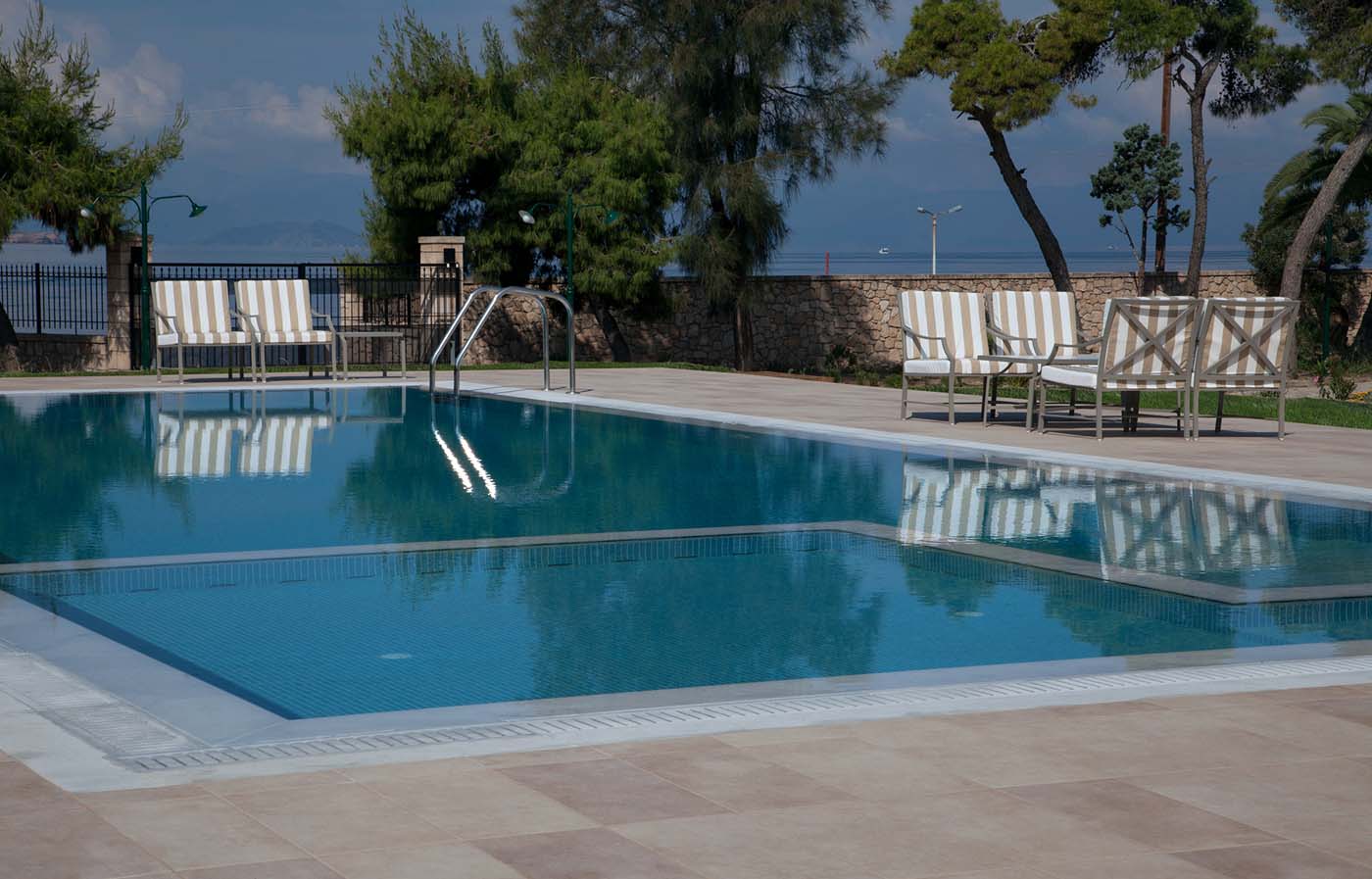 Villa Vithania pool at sunset